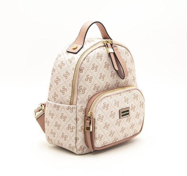 Дамска раница в бежово и пудра 1130 M178 SP print Silver&Polo