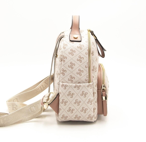 Дамска раница в бежово и пудра 1130 M178 SP print Silver&Polo