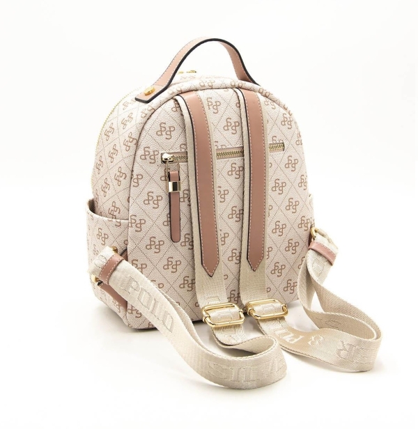 Дамска раница в бежово и пудра 1130 M178 SP print Silver&Polo