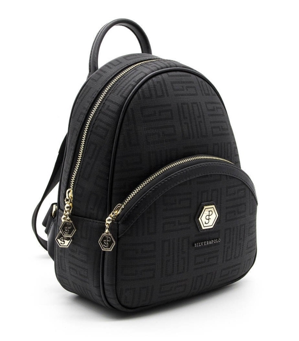 Дамска раница черна 945 M11 PP Labirent Silver&Polo