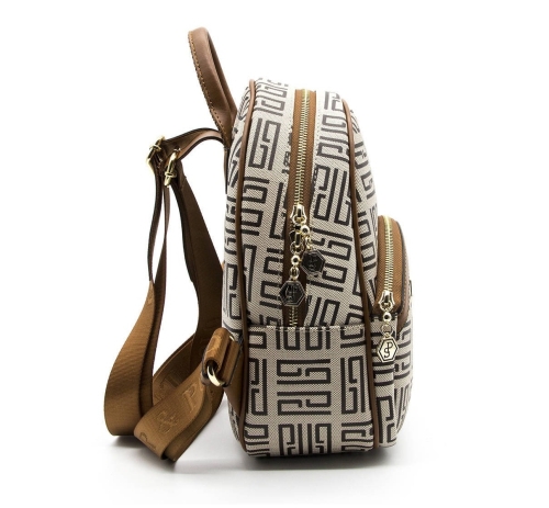 Дамска раница в бежово и кафяво 945 M11 PP Labirent Silver&Polo