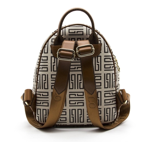 Дамска раница в бежово и кафяво 945 M11 PP Labirent Silver&Polo