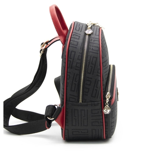Дамска раница в черно и червено 945 M11 PP Labirent Silver&Polo
