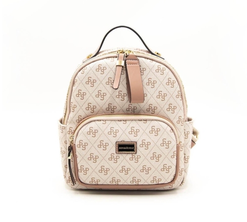 Дамска раница в бежово и пудра 1130 M178 SP print Silver&Polo