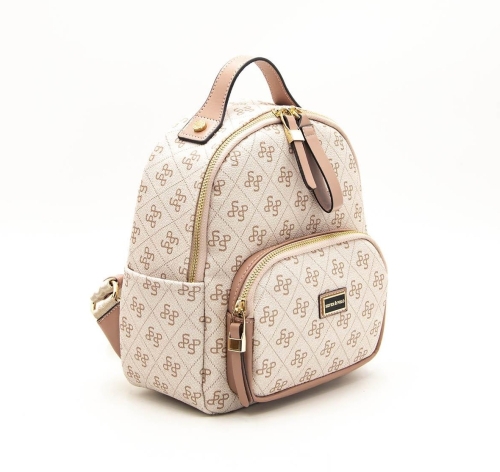 Дамска раница в бежово и пудра 1130 M178 SP print Silver&Polo