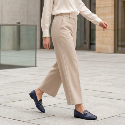 Дамски мокасини от естествена кожа тъмно сини 7105 H-02850 Patricia Miller