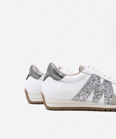 Дамски спортни обувки от естествена кожа в бяло и сиво 7005-12048 Patricia Miller