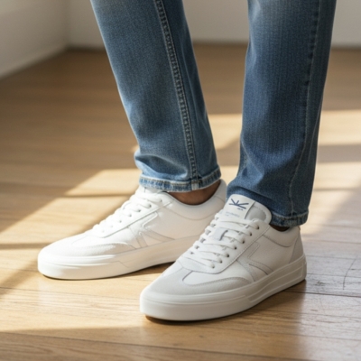 Мъжки спортни обувки от естествена кожа в бяло 5908 Atrai