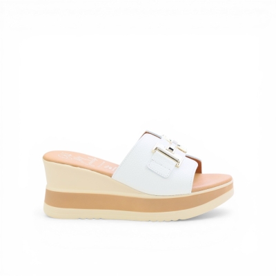 Дамски ежедневни чехли от естествена кожа в бяло 5980 Oh My Sandals