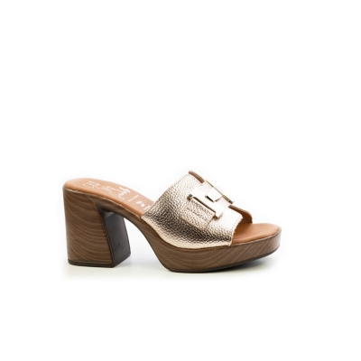 Дамски ежедневни чехли от естествена кожа в злато 5930 Oh My Sandals