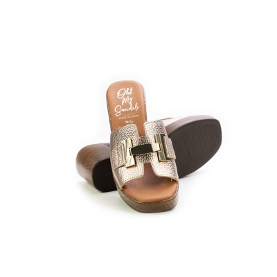 Дамски ежедневни чехли от естествена кожа в злато 5930 Oh My Sandals