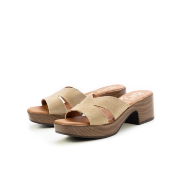 Дамски ежедневни чехли от естествен велур бежови 5920 Oh My Sandals