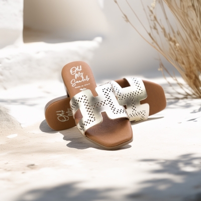 Дамски ежедневни чехли от естествена кожа в злато 5882 Oh My Sandals