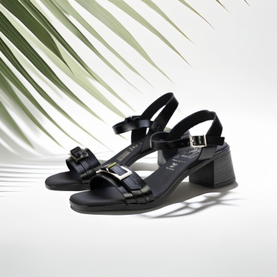 Дамски ежедневни сандали от естествена кожа черни 5907 Oh My Sandals