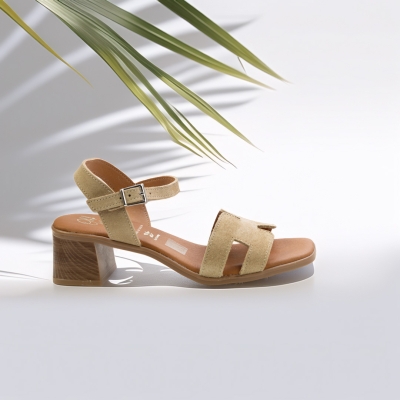 Дамски ежедневни сандали от естествен велур бежови 5901 Oh My Sandals
