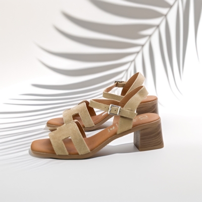 Дамски ежедневни сандали от естествен велур бежови 5901 Oh My Sandals