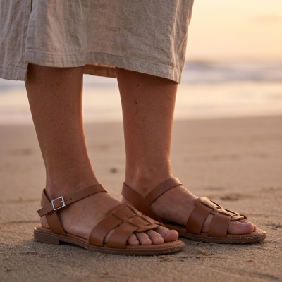 Дамски ежедневни сандали от естествена кожа кафяви 5824 Oh My Sandals