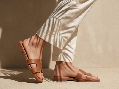 Дамски ежедневни чехли от естествена кожа кафяви 5810 Oh My Sandals