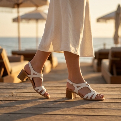Дамски ежедневни сандали от естествена кожа бежови 5615 Oh My Sandals