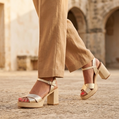 Дамски ежедневни сандали от естествена кожа в злато 5731 Oh My Sandals