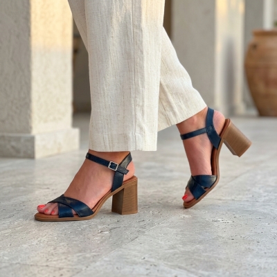 Дамски ежедневни сандали от естествена кожа сини 5620 Oh My Sandals