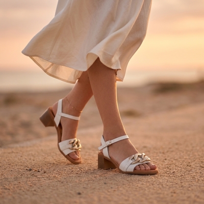 Дамски ежедневни сандали от естествен лак бежови 5354 Oh My Sandals