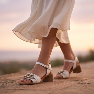 Дамски ежедневни сандали от естествен лак бежови 5354 Oh My Sandals