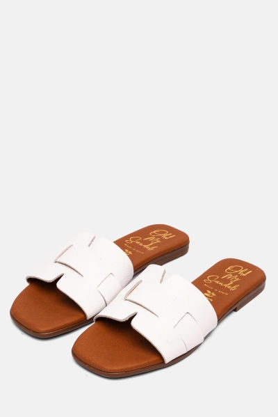 Дамски ежедневни чехли от естествена кожа в бяло 5800 Oh My Sandals