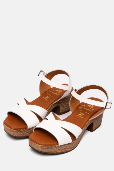 Дамски ежедневни сандали от естествена кожа в бяло 5921 Oh My Sandals