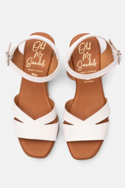 Дамски ежедневни сандали от естествена кожа в бяло 5921 Oh My Sandals