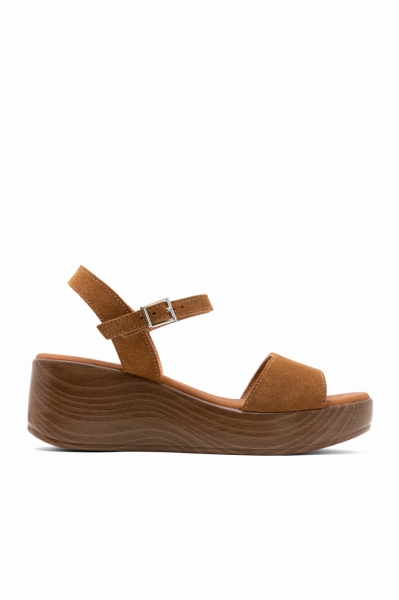 Дамски ежедневни сандали от естествен велур кафяви 6043 Oh My Sandals