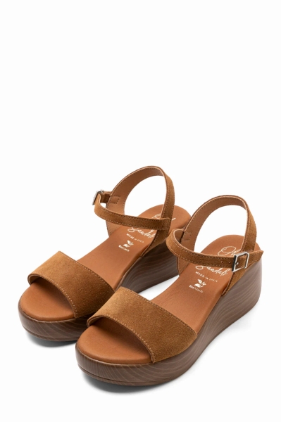 Дамски ежедневни сандали от естествен велур кафяви 6043 Oh My Sandals