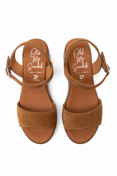 Дамски ежедневни сандали от естествен велур кафяви 6043 Oh My Sandals