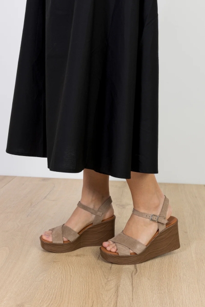 Дамски ежедневни сандали от естествен велур бежови 6044 Oh My Sandals
