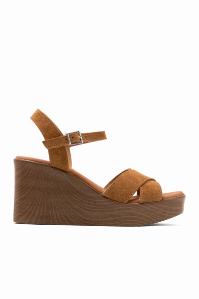 Дамски ежедневни сандали от естествен велур кафяви 6044 Oh My Sandals