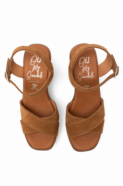 Дамски ежедневни сандали от естествен велур кафяви 6044 Oh My Sandals