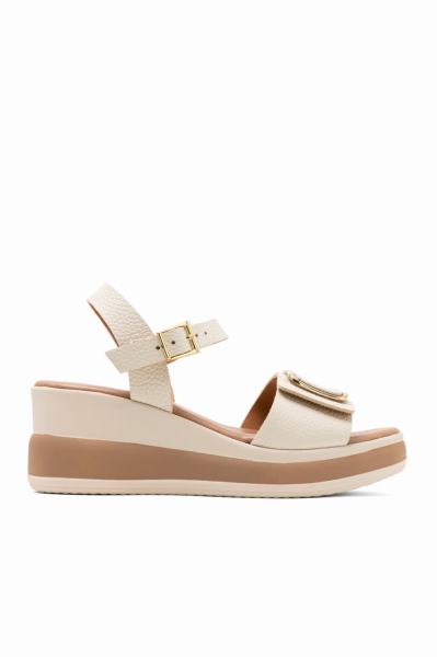 Дамски ежедневни сандали от естествена кожа бежови 6048 Oh My Sandals