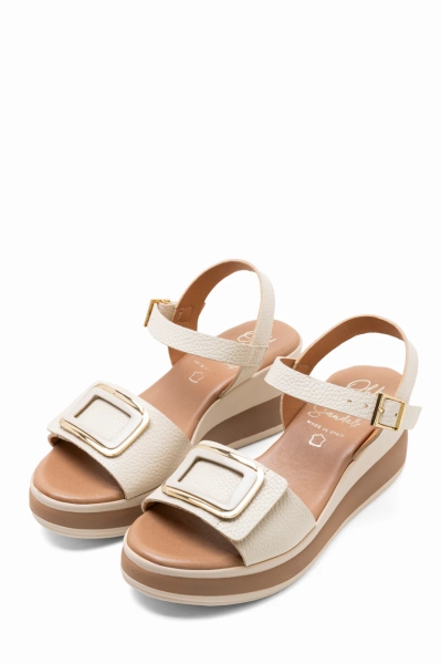 Дамски ежедневни сандали от естествена кожа бежови 6048 Oh My Sandals