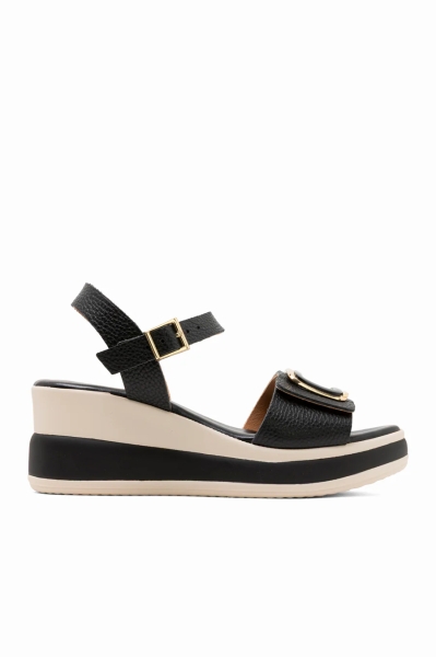 Дамски ежедневни сандали от естествена кожа черни 6048 Oh My Sandals