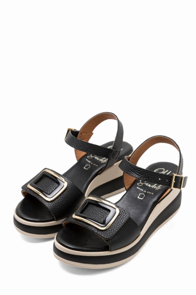 Дамски ежедневни сандали от естествена кожа черни 6048 Oh My Sandals