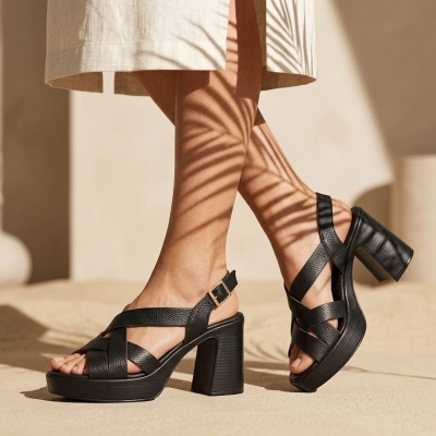 Дамски ежедневни сандали от естествена кожа черни 5938 Oh My Sandals