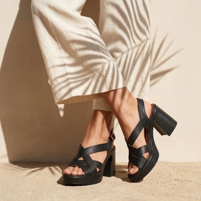 Дамски ежедневни сандали от естествена кожа черни 5938 Oh My Sandals