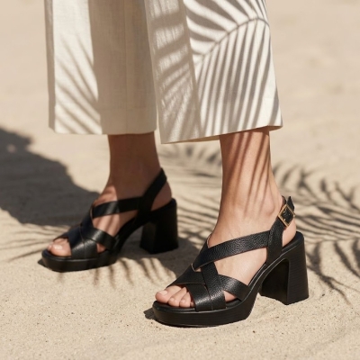 Дамски ежедневни сандали от естествена кожа черни 5938 Oh My Sandals