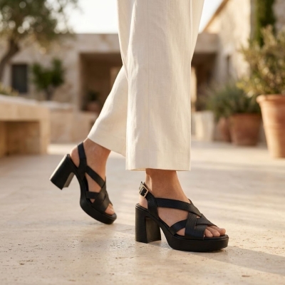 Дамски ежедневни сандали от естествена кожа черни 5938 Oh My Sandals