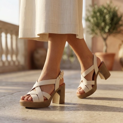 Дамски ежедневни сандали от естествена кожа бежови 5938 Oh My Sandals