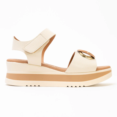 Дамски ежедневни сандали от естествена кожа бежови 5974 Oh My Sandals