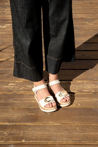 Дамски ежедневни сандали от естествена кожа бежови 5974 Oh My Sandals