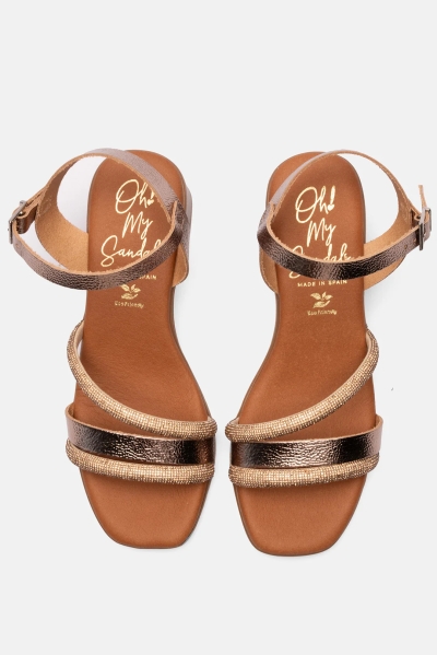 Дамски ежедневни сандали от естествена кожа в злато 5905 Oh My Sandals